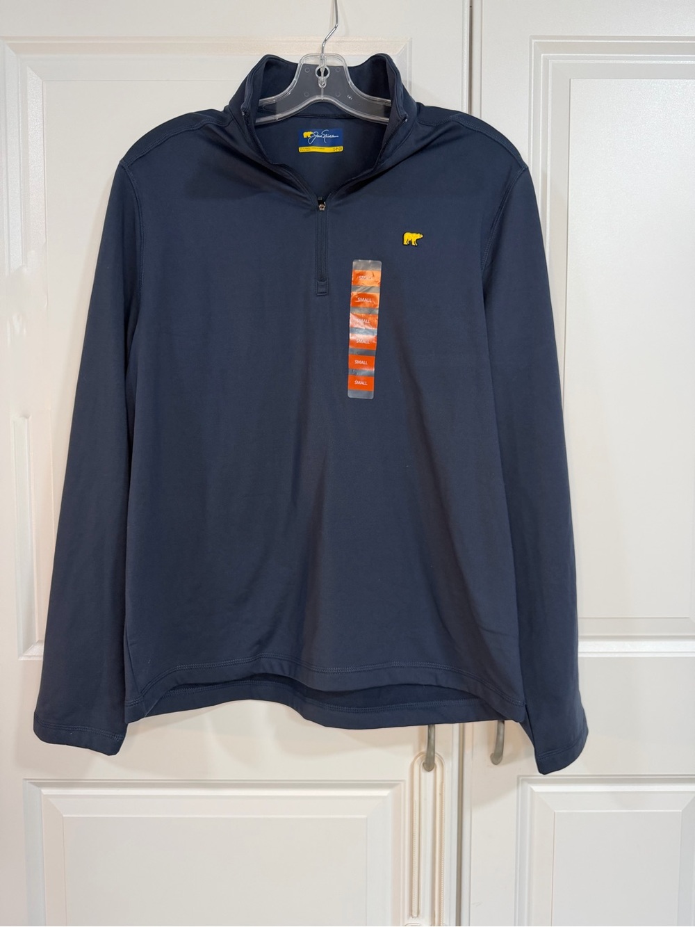 Jack Nicklaus Men’s Long Sleeve Polo Shirt Navy Solid Collared Size S Poly Blend